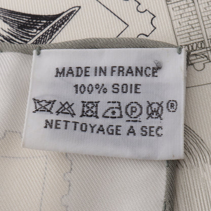 カレ90 Le Philatéliste du Faubourg スカーフ シルク オフホワイト ライトグレー エルメス