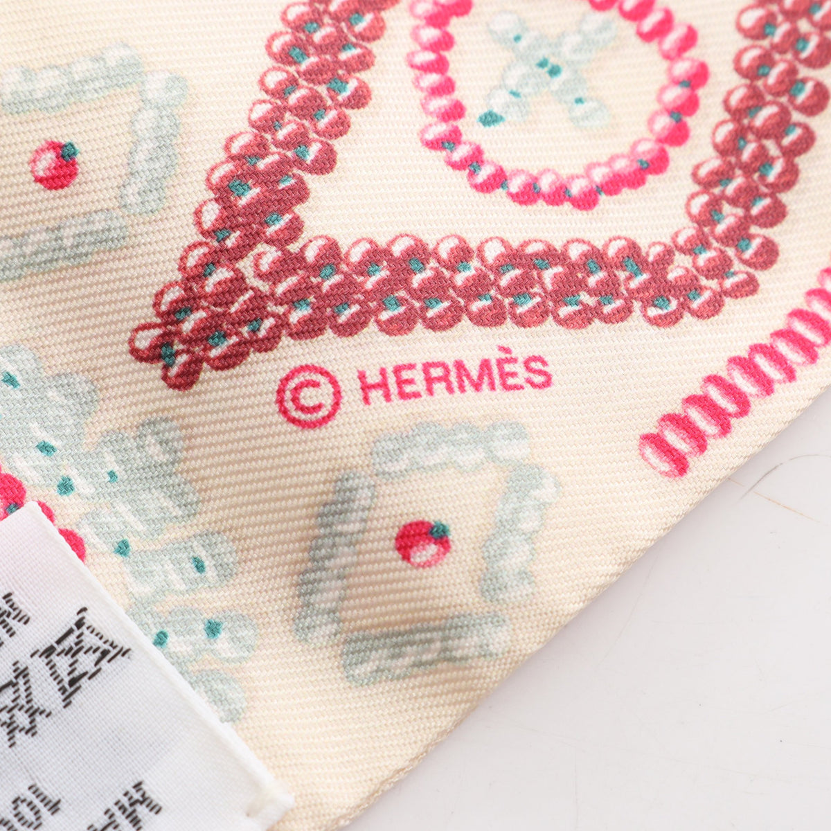 ツイリー KELLY EN PERLES リボン スカーフ シルク アイボリー マルチカラー エルメス 財布・小物 HERMES