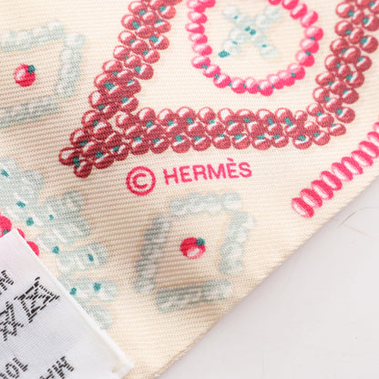 ツイリー KELLY EN PERLES リボン スカーフ シルク アイボリー マルチカラー エルメス 財布・小物 HERMES