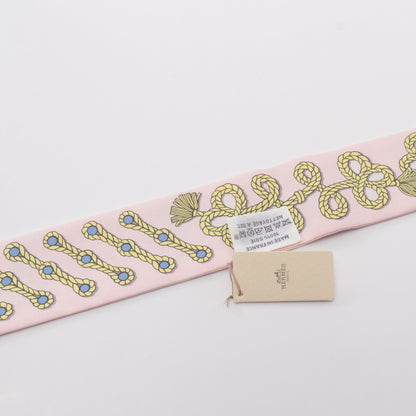 ツイリー Galons et Brandebourgs リボン スカーフ シルク ライトピンク イエロー ライトブルー エルメス 財布・小物 HERMES