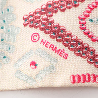 ツイリー KELLY EN PERLES リボン スカーフ シルク アイボリー マルチカラー エルメス 財布・小物 HERMES
