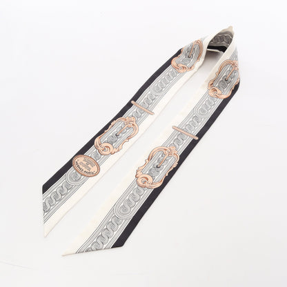 ツイリー BRIDE DE COUR リボン スカーフ シルク ホワイト ブラック グレー エルメス 財布・小物 HERMES