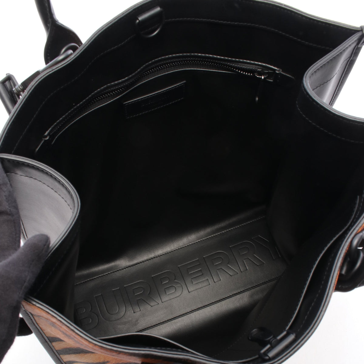 タイガープリント 2WAY ハンドバッグ トートバッグ PVC レザー オレンジブラウン ブラック バーバリー