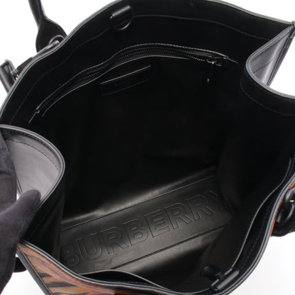 タイガープリント 2WAY ハンドバッグ トートバッグ PVC レザー オレンジブラウン ブラック バーバリー