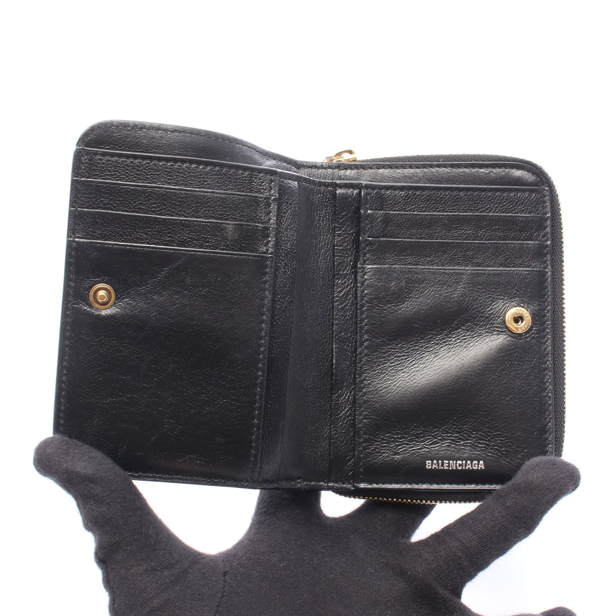 二つ折財布 二つ折り財布 レザー ブラック バレンシアガ