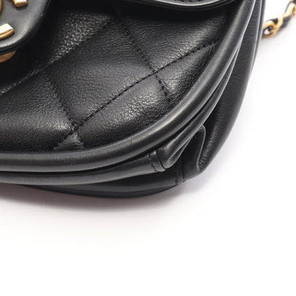 マトラッセ 2WAY チェーンショルダーバッグ ラムスキン ブラック ゴールド金具 シャネル