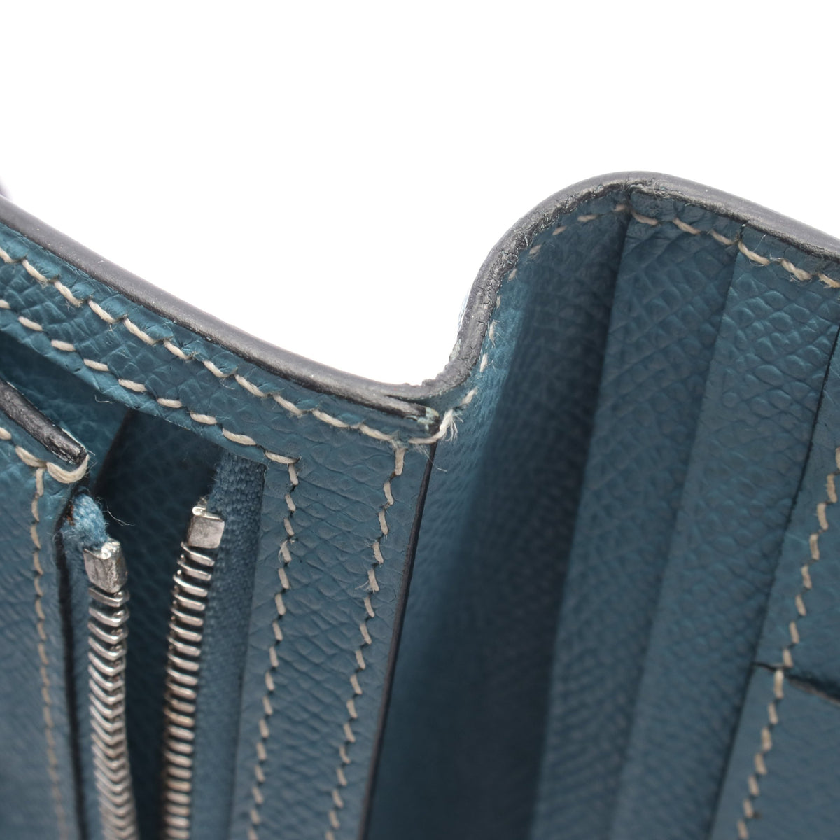 ベアンクラシック ブルージーン 二つ折り長財布 ヴォーエプソン ブルー シルバー金具 □I刻印 エルメス