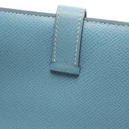 ベアンクラシック ブルージーン 二つ折り長財布 ヴォーエプソン ブルー シルバー金具 □I刻印 エルメス