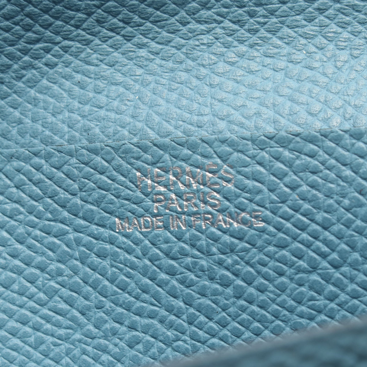 ベアンクラシック ブルージーン 二つ折り長財布 ヴォーエプソン ブルー シルバー金具 □I刻印 エルメス