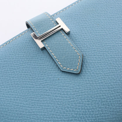 ベアンクラシック ブルージーン 二つ折り長財布 ヴォーエプソン ブルー シルバー金具 □I刻印 エルメス