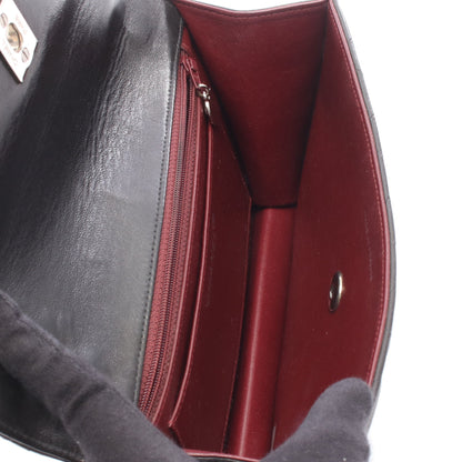 マトラッセ ショルダーバッグ ラムスキン ブラック シルバー金具 シャネル