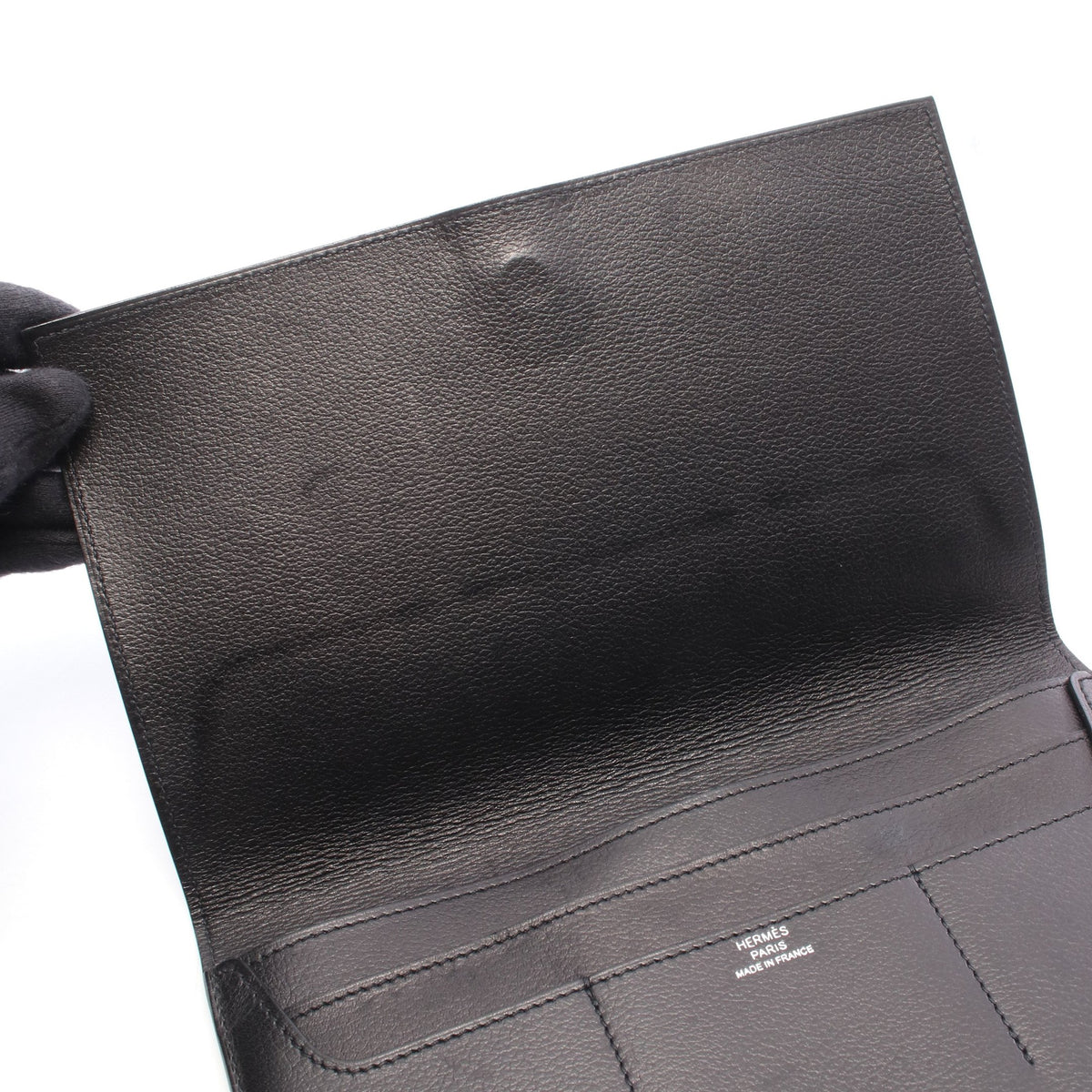 R.M.S トゥタンマン 二つ折り長財布 エヴァーグレイン ブラック シルバー金具 W刻印 エルメス