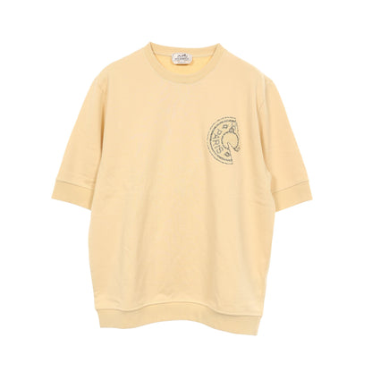 ラウンドネック クルー ド セル 半袖Tシャツ コットン ライトイエロー エルメス
