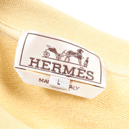 ラウンドネック クルー ド セル 半袖Tシャツ コットン ライトイエロー エルメス