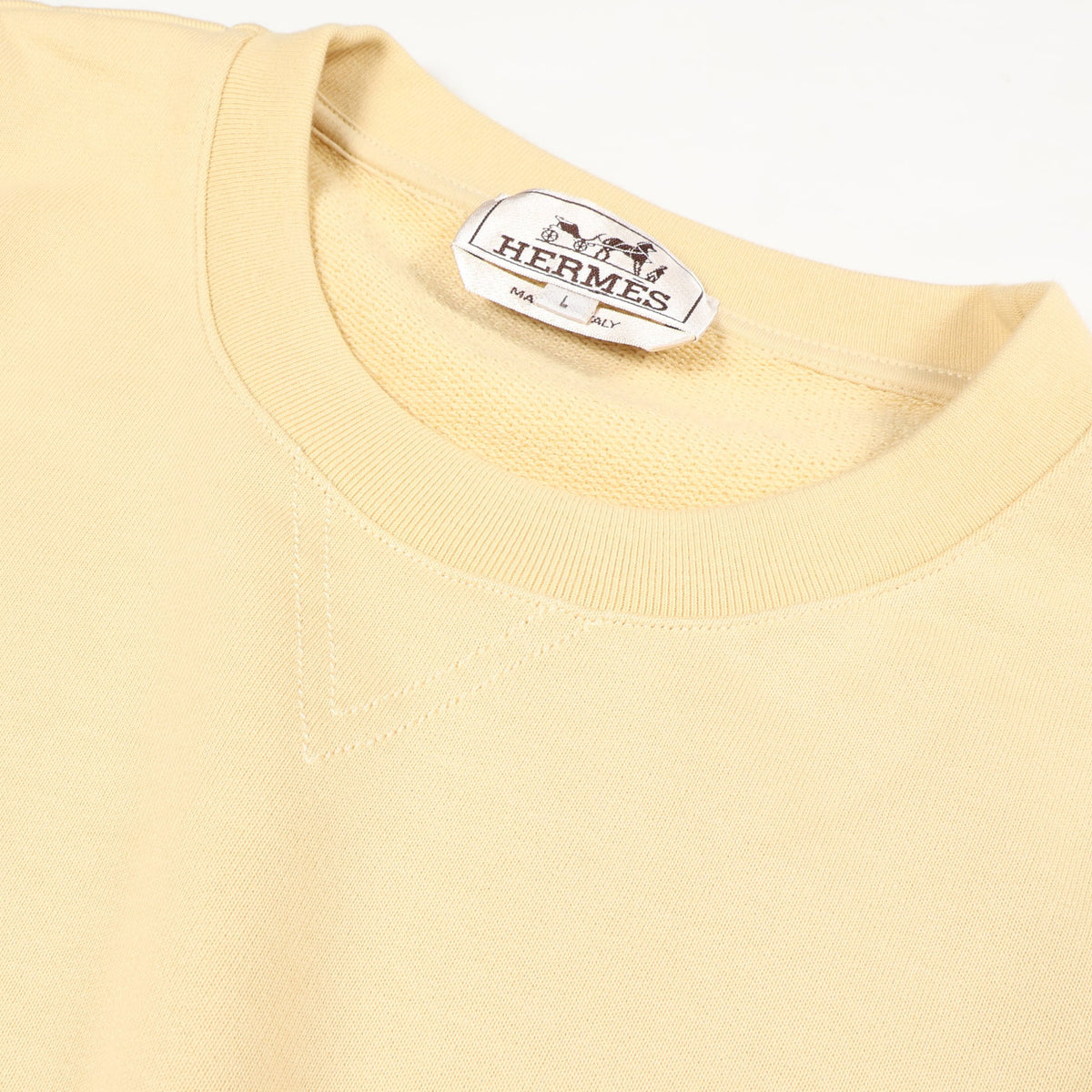 ラウンドネック クルー ド セル 半袖Tシャツ コットン ライトイエロー エルメス