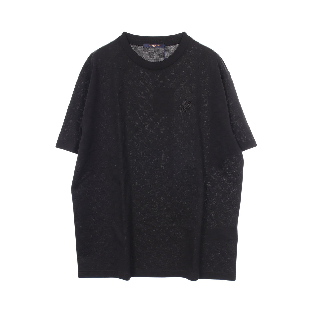 ダミエ ロゴ刺繍 半袖Tシャツ コットン ブラック ルイヴィトン