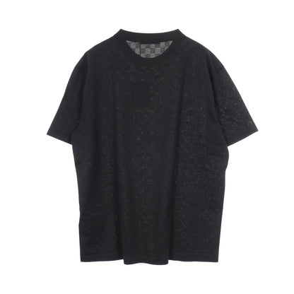 ダミエ ロゴ刺繍 半袖Tシャツ コットン ブラック ルイヴィトン