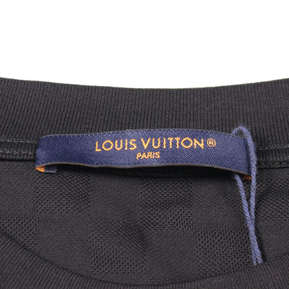 ダミエ ロゴ刺繍 半袖Tシャツ コットン ブラック ルイヴィトン