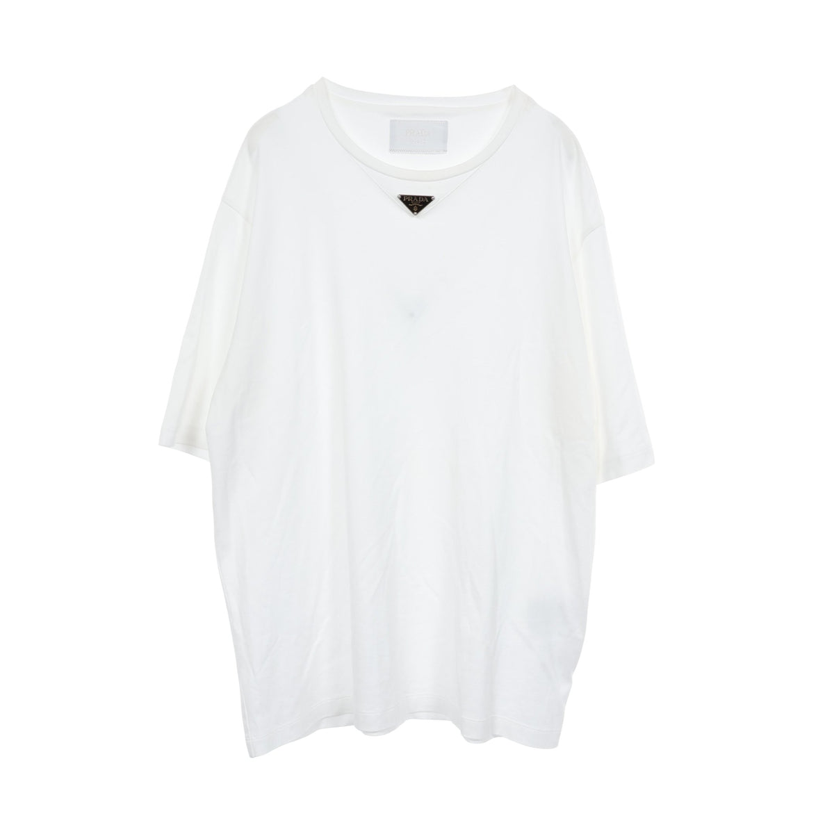 トライアングルロゴ 半袖Tシャツ コットン ホワイト プラダ トップス PRADA
