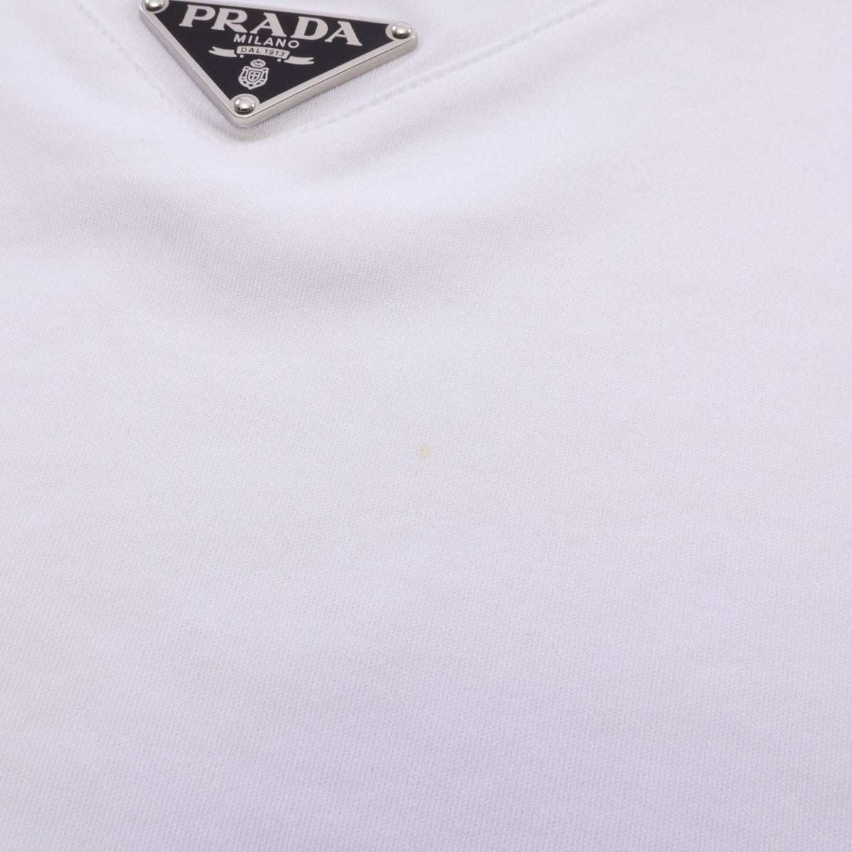 トライアングルロゴ 半袖Tシャツ コットン ホワイト プラダ トップス PRADA