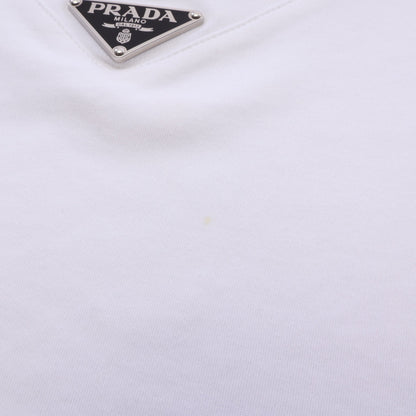 トライアングルロゴ 半袖Tシャツ コットン ホワイト プラダ トップス PRADA