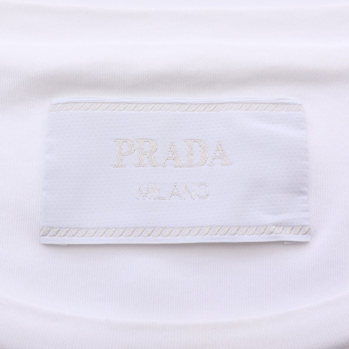 トライアングルロゴ 半袖Tシャツ コットン ホワイト プラダ トップス PRADA
