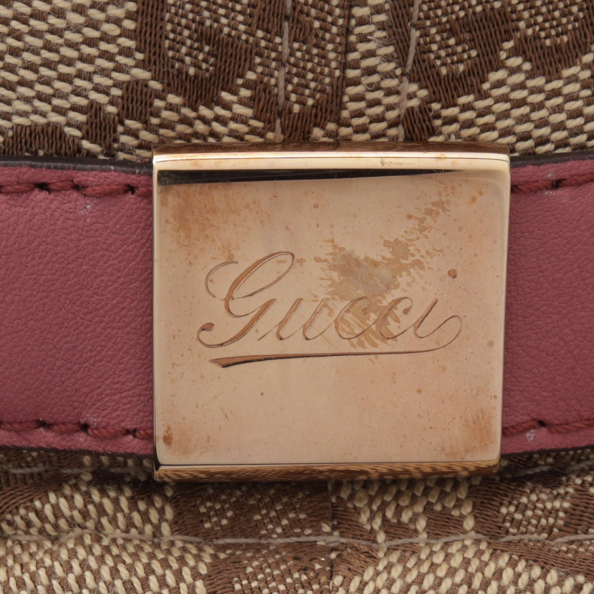 GGキャンバス ハット コットン レザー ベージュ ダスティピンク グッチ 財布・小物 GUCCI