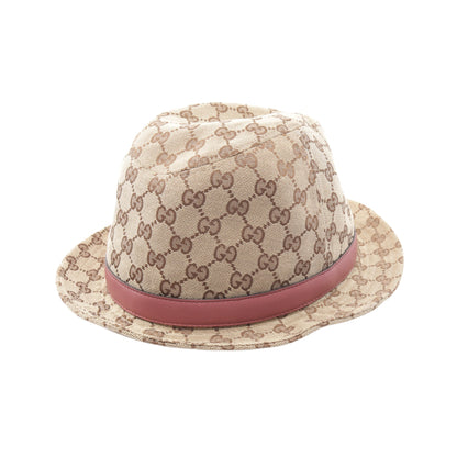 GGキャンバス ハット コットン レザー ベージュ ダスティピンク グッチ 財布・小物 GUCCI