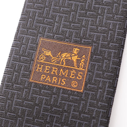 Hロゴ 総柄 ネクタイ シルク ブラック エルメス 財布・小物 HERMES
