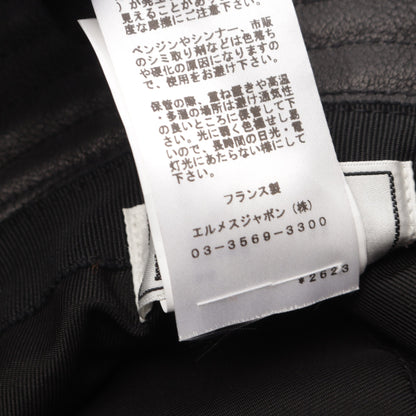 セリエボタン バケット ハット レザー ブラック エルメス