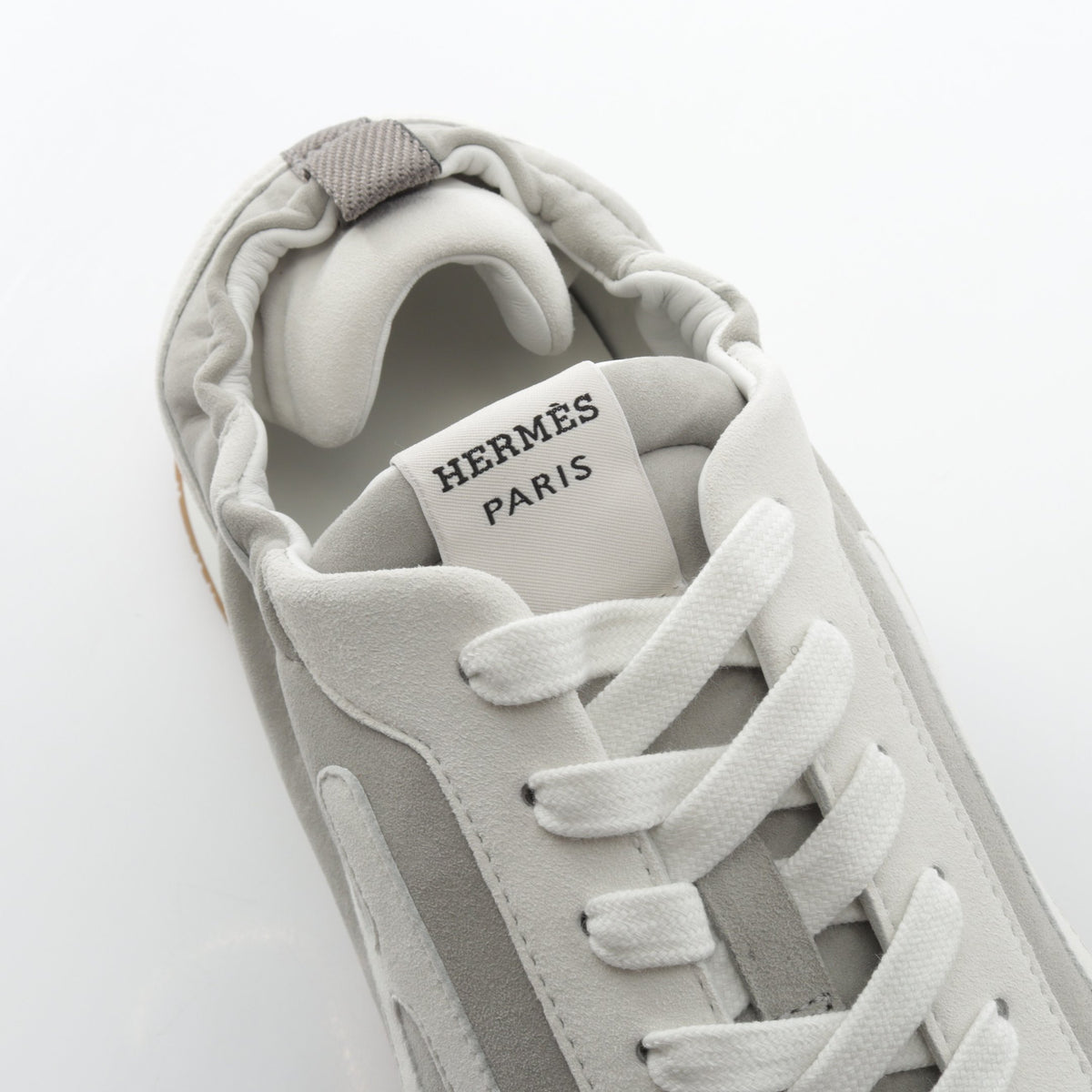 ジェット ローカットスニーカー スエード グレー ホワイト エルメス シューズ HERMES