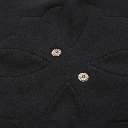 WHO'S SLEEPING NXT TO ME CHクロス パッチ ブランケット カシミヤ レザー ブラック クロムハーツ