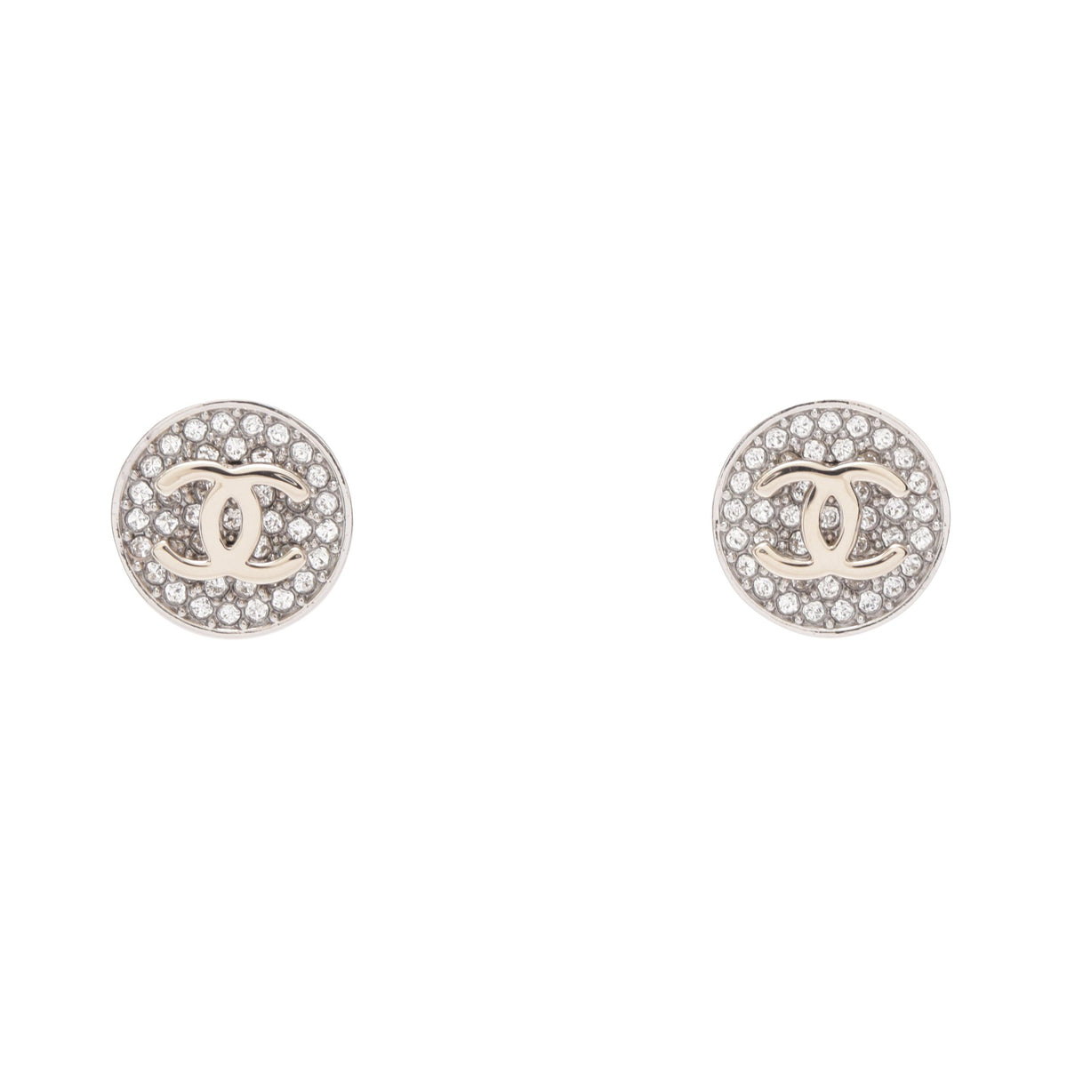 ココマーク サークル ピアス ラインストーン シルバー クリア B26P シャネル アクセサリー CHANEL