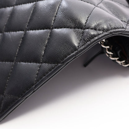 マトラッセ チェーンウォレット ラムスキン ブラック シルバー金具 シャネル