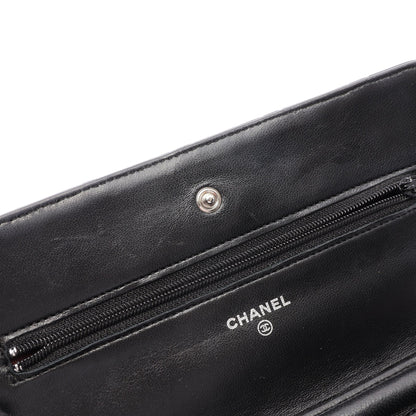 マトラッセ チェーンウォレット ラムスキン ブラック シルバー金具 シャネル