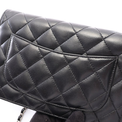 マトラッセ チェーンウォレット ラムスキン ブラック シルバー金具 シャネル