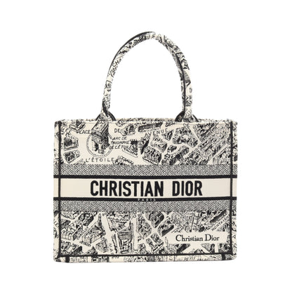 BOOK TOTE ブックトート ミディアム PLAN DE PARIS ハンドバッグ トートバッグ キャンバス ホワイト ブラック クリスチャンディオール