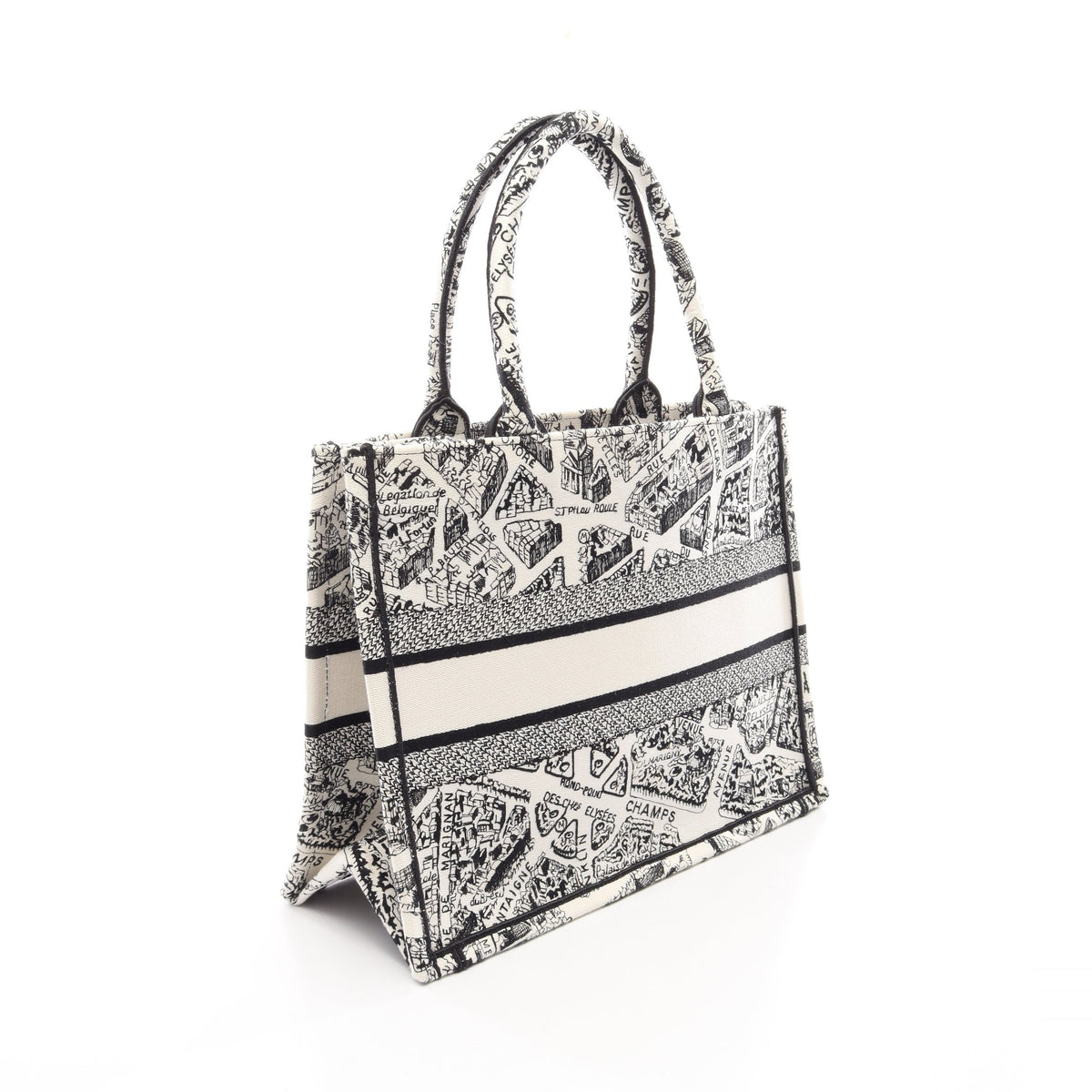 BOOK TOTE ブックトート ミディアム PLAN DE PARIS ハンドバッグ トートバッグ キャンバス ホワイト ブラック クリスチャンディオール
