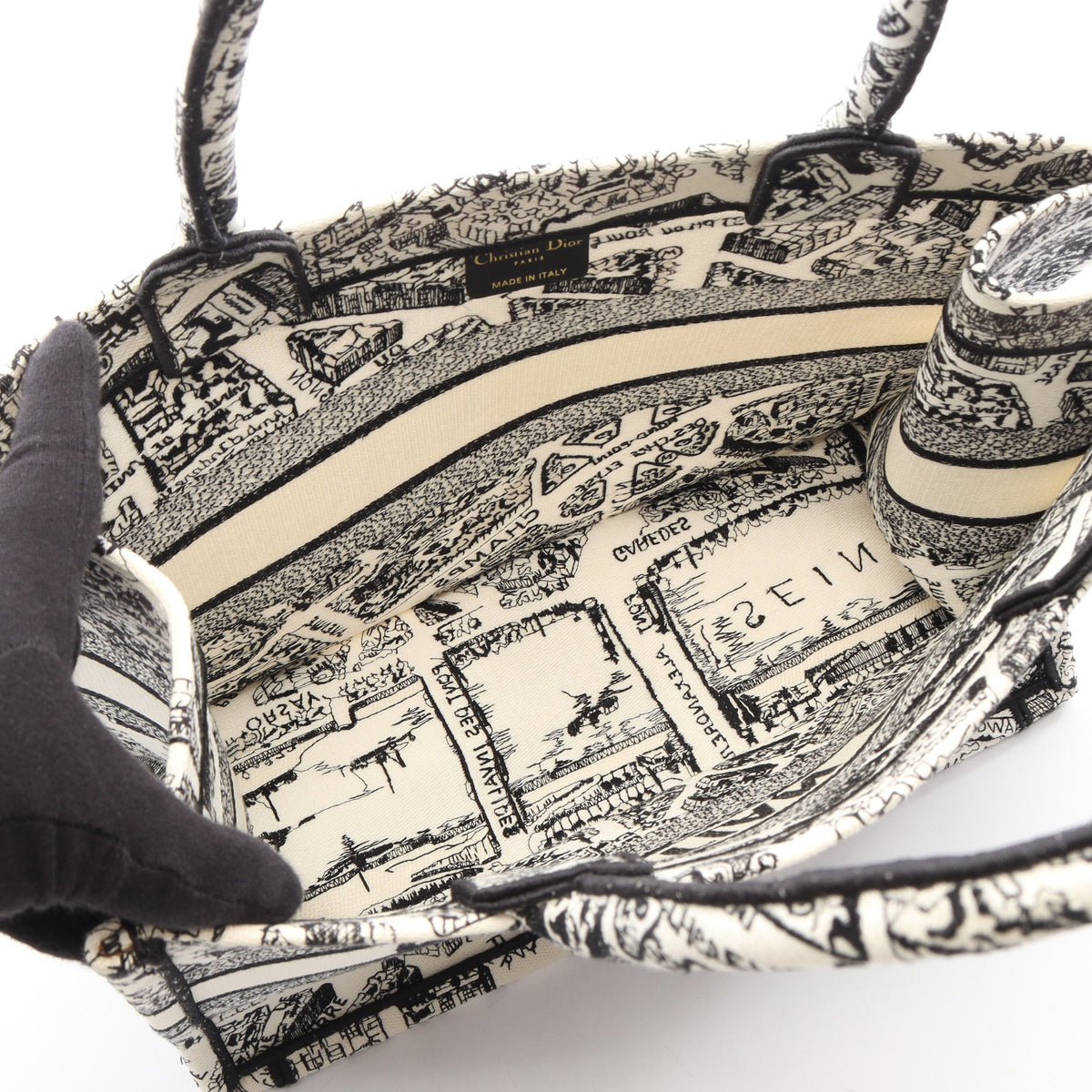 BOOK TOTE ブックトート ミディアム PLAN DE PARIS ハンドバッグ トートバッグ キャンバス ホワイト ブラック クリスチャンディオール