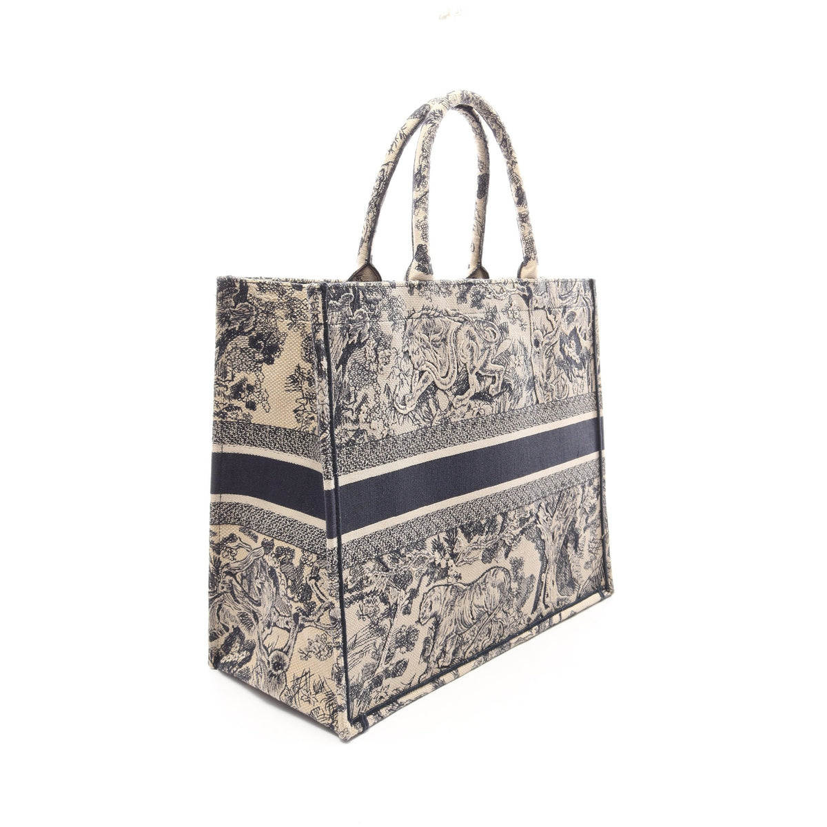 BOOK TOTE ブックトート ラージ トワルドゥジュイ ハンドバッグ トートバッグ キャンバス レザー ベージュ ネイビー クリスチャンディオール
