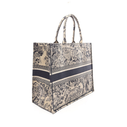 BOOK TOTE ブックトート ラージ トワルドゥジュイ ハンドバッグ トートバッグ キャンバス レザー ベージュ ネイビー クリスチャンディオール