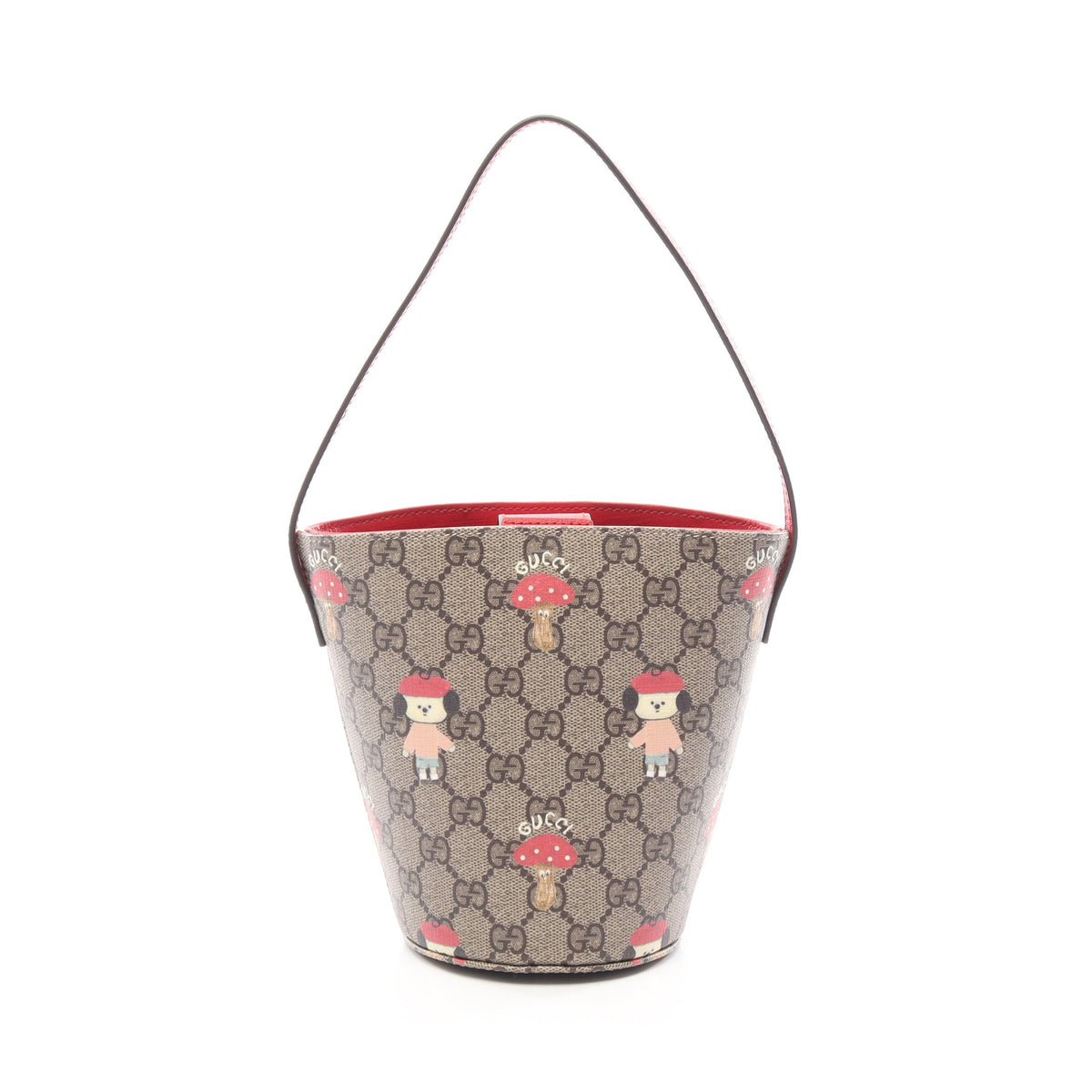 GUCCI × キム スンヨン チルドレンズ バケットバッグ キッズ ハンドバッグ PVC レザー グレーベージュ レッド マルチカラー グッチ