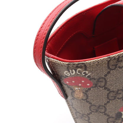 GUCCI × キム スンヨン チルドレンズ バケットバッグ キッズ ハンドバッグ PVC レザー グレーベージュ レッド マルチカラー グッチ