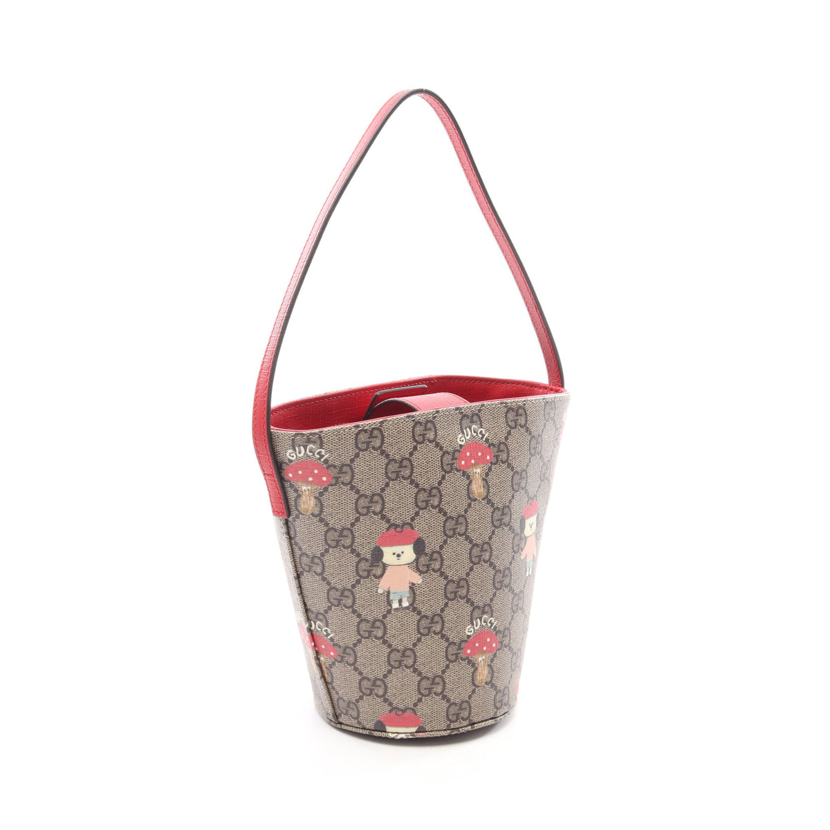 GUCCI × キム スンヨン チルドレンズ バケットバッグ キッズ ハンドバッグ PVC レザー グレーベージュ レッド マルチカラー グッチ