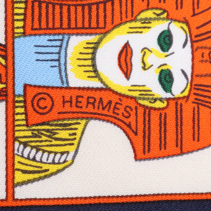 カレ45 HERMES DRESS CODE スカーフ シルク ネイビー オフホワイト マルチカラー エルメス