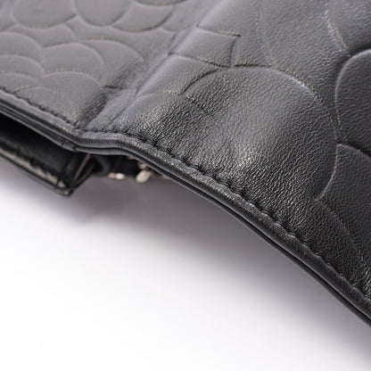 カメリア チェーンウォレット ラムスキン ブラック シルバー金具 シャネル