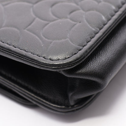 カメリア チェーンウォレット ラムスキン ブラック シルバー金具 シャネル