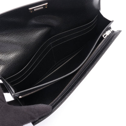 ケリーポケット ロング 二つ折り長財布 シェーブルシャムキラ ブラック シルバー金具 W刻印 エルメス