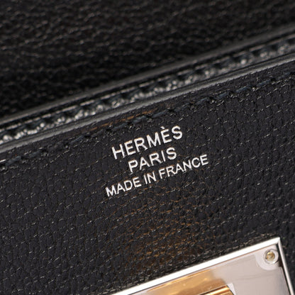 ケリーポケット ロング 二つ折り長財布 シェーブルシャムキラ ブラック シルバー金具 W刻印 エルメス
