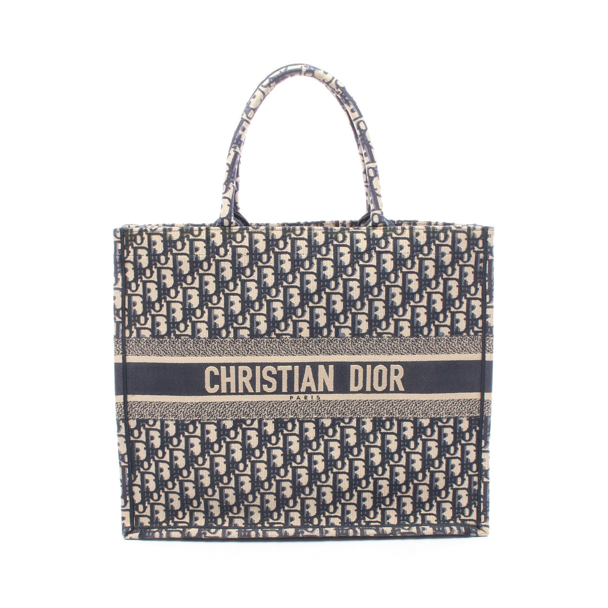 BOOK TOTE ブックトート ラージ オブリーク ハンドバッグ トートバッグ キャンバス ネイビー ベージュ クリスチャンディオール